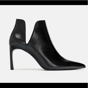 Zara Black Leather Ankle Booties NWOT